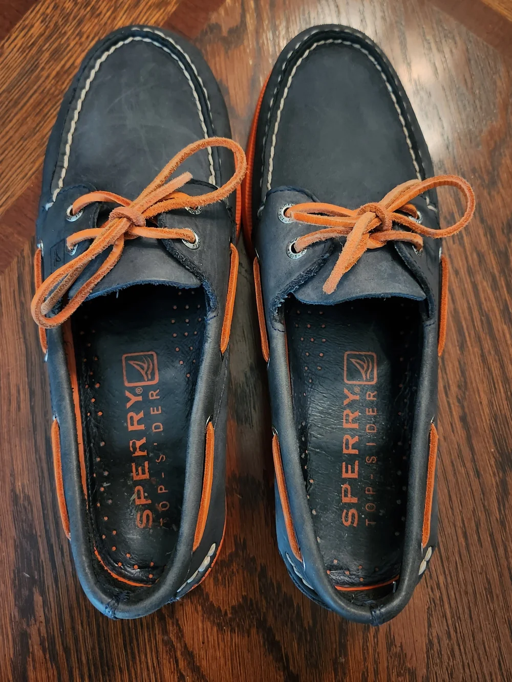 Sperry Top-Sider Men's US 10M Slate Gray Orange Suede Leather Boat Shoes Slides